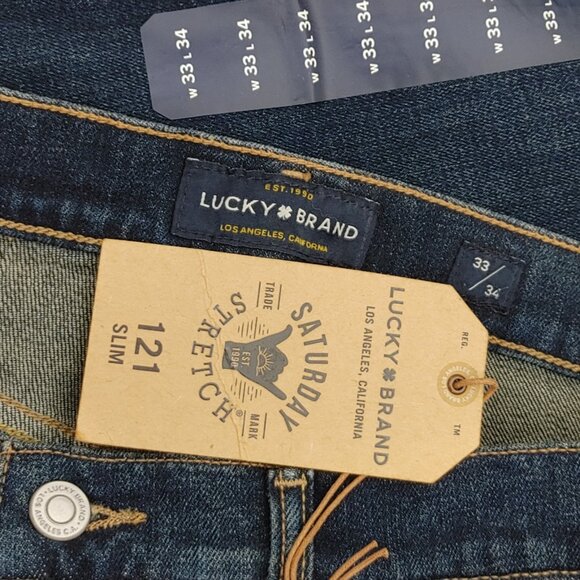 Lucky Brand 121 Slim POMPONIO BEACH Men's Jeans Size 33 x 34 NEW - Picture 8 of 11